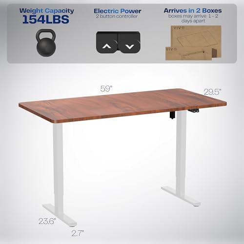 VIVO Dark Walnut 60 x 30 in Standing Desk, DESK-KIT-0W6D