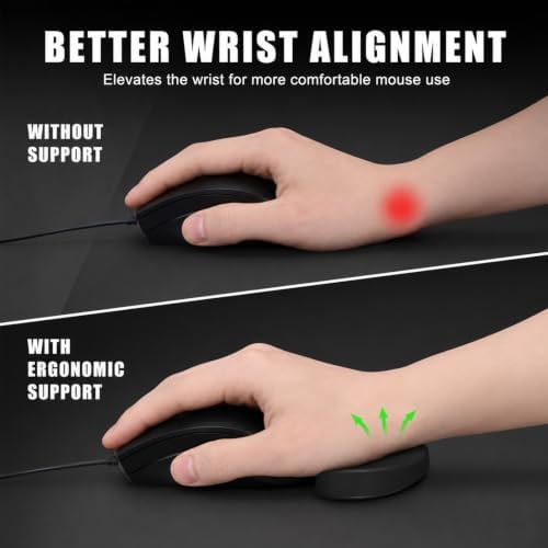 2 Pack Ergonomic Mouse Wrist Rest, Desk Silicone Sliding Wrist Pad, for Office, Gaming, Computer, Laptop, Carpal Tunnel Support, Wrist Pain Relief, Easy Typing (Black)