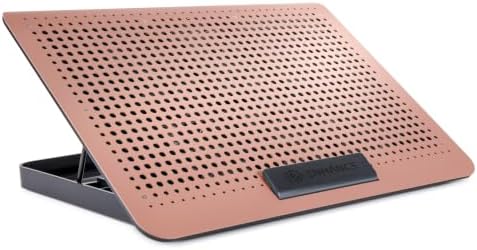 ENHANCE Aluminum Laptop Cooling Pad, 6-Fan Laptop Cooler Stand for 17 Inch Laptops, 7-Height Adjustable Riser with Fan Speed Control, USB Data Pass-Through, Modern Design for Home Office School (Clay)