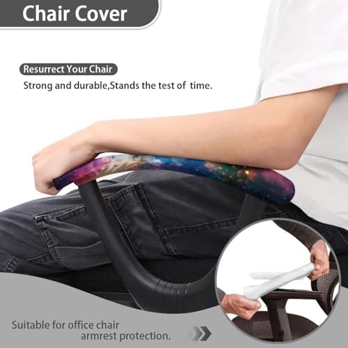 2Pcs Office Chair Arm Cover, Starry Sky Print Chair Armrest Covers, Office Seat Hand Rest Protector, Elastic Skin Friendly Computer Arm Protectors
