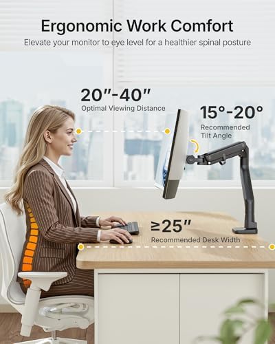 monTEK Heavy Duty Monitor Arm, 17-57" Ultrawide, Gas Spring, 59.4 lbs，Black