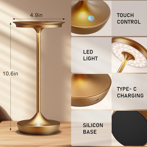 LED Cordless Table Lamp 6000mAh Rechargeable Battery Outdoor Light Bronze