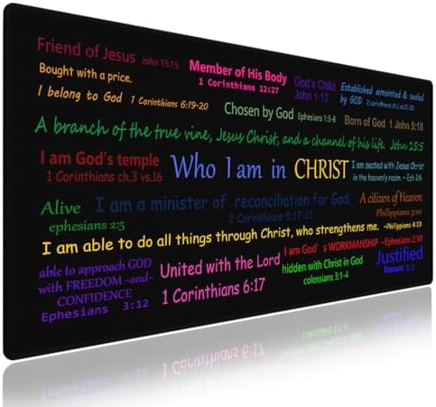 Christian Bible Verse Large Mouse Pad, Who I am in Christ Identity Desk Mat