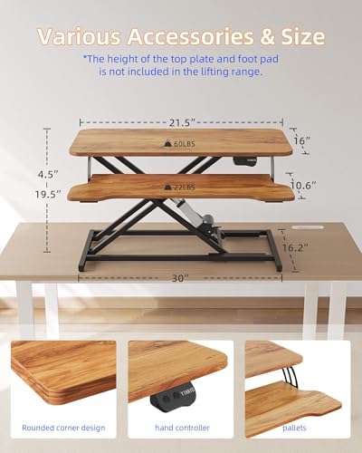 YIHAYO 32" Electric Standing Desk Converter, Adjustable Desk Riser, Brown