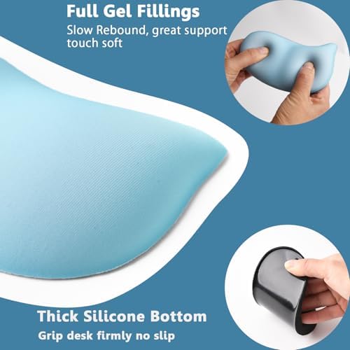 Ergonomic Mouse Wrist Rest Pad, Small Gel Mouse Keyboard Support Cushion Non-Slip Base, for Easy Typing and Wrist Pain Relief Office Computer, Laptop, PC Gaming (Blue)