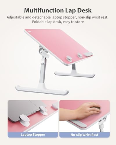 SAIJI Height & Angle Adjustable Laptop Stand for Bed, Lap Desk Tray Table