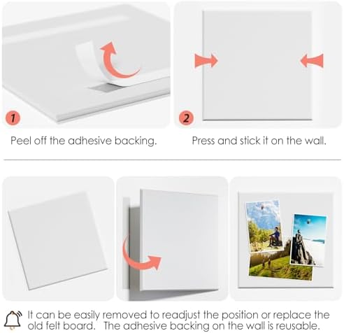 MaxGear Felt Bulletin Board 36" x 24", White Felt Wall Tiles Push Pins