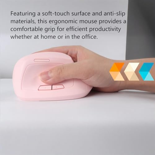 Wireless Ergonomic Vertical Mouse - Silent Clicks, Comfortable Grip & Carpal Tunnel Relief - Ideal for Office Work, Home Use & Multi-Device Compatibility (Pink)