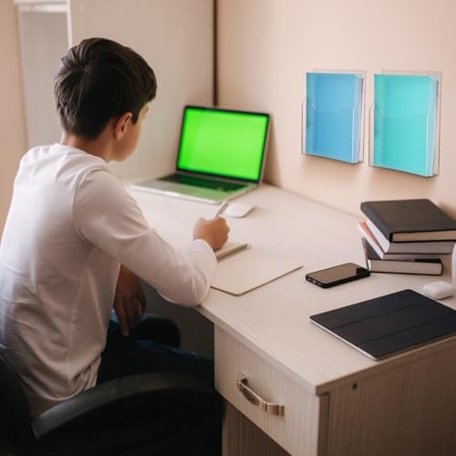 Feifeiya 2 Pcs Clear Acrylic File Holder Wall Mount, 12.6"x9.5"x2.4"