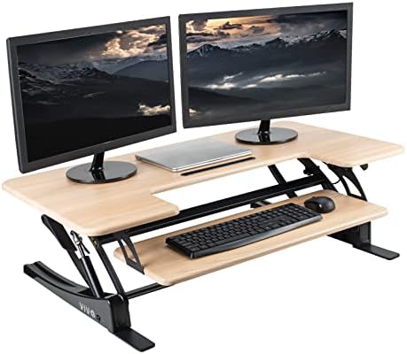 VIVO Real Bamboo 42 in Standing Desk Converter, DESK-V000VLO