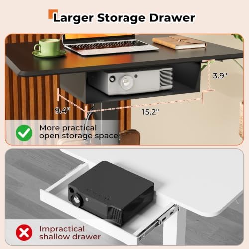 JOY worker Rolling Laptop Desk with Drawer, 31.5" Black Mobile Staning Desk