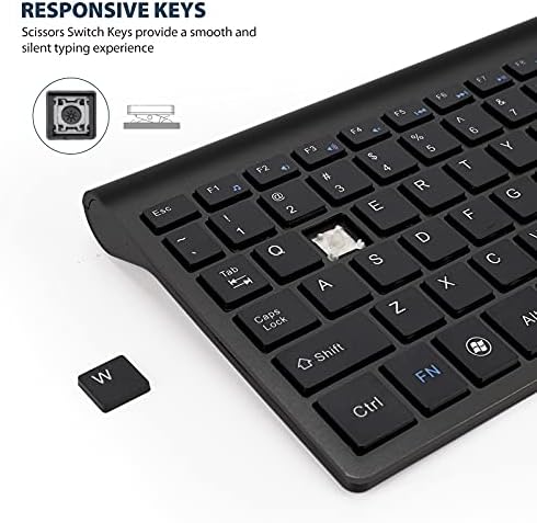 2.4GHz Wireless Vertical Ergonomic Mouse and Keyboard Combo Ultra-Thin Portable Size for PC Desktop Computer Laptop Mac Tablet