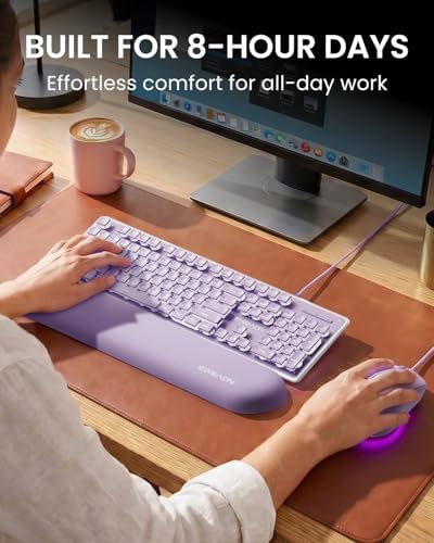 EWEADN Wired Keyboard and Mouse Combo with Detachable Wrist Rest - Purple