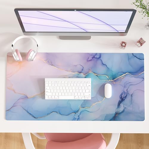 QIYI Leather Large Mouse Pad, Waterproof Desk Mat, 31.5" x 15.7", Fluid Art
