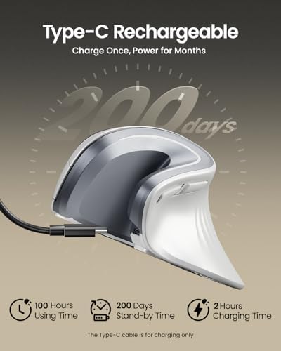 ProtoArc EM11 NL Wireless Ergonomic Vertical Mouse, White