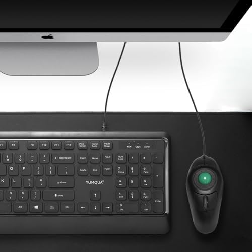 YUMQUA USB Wired Finger Mouse, Handheld Trackball Mouse with Roller Ball