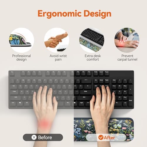 TECKNET Wrist Rest for Computer Keyboard Ergonomic, 1 in Thick, 17x3.3 in