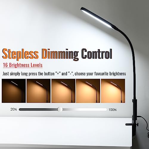 18W 3000LM LED Clamp Desk Lamp, Dimmable