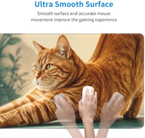 Orange Cat Gaming Mouse Pad Mouse Pads for Desk 11.8x31.5 in Teal