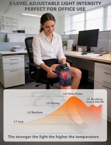 Red Light Therapy Knee Massager with Heat: Blue Cordless Vibration Massage Knee Wrap 6000mAh Rechargeable Near Infrared Light Device 660nm & 850nm for Knee Shoulder Elbow, Gifts for Men Father's Day