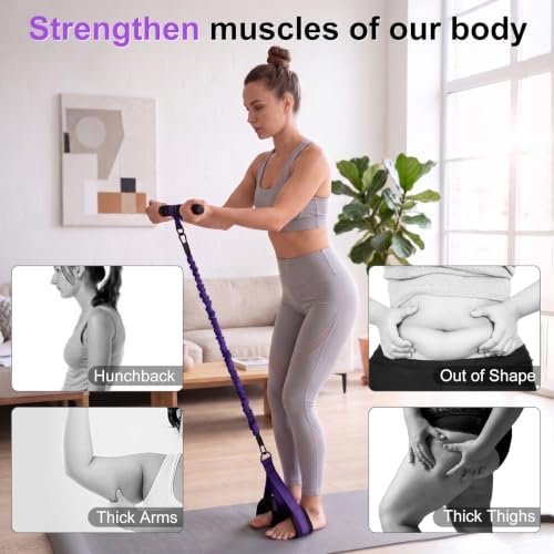 Pedal Resistance Band with Handle, 3 Tube Adjustable Resistance Bands for Arm,Waist, Abdomen,Core,Legs- Sit Up Exercise Equipment for Women