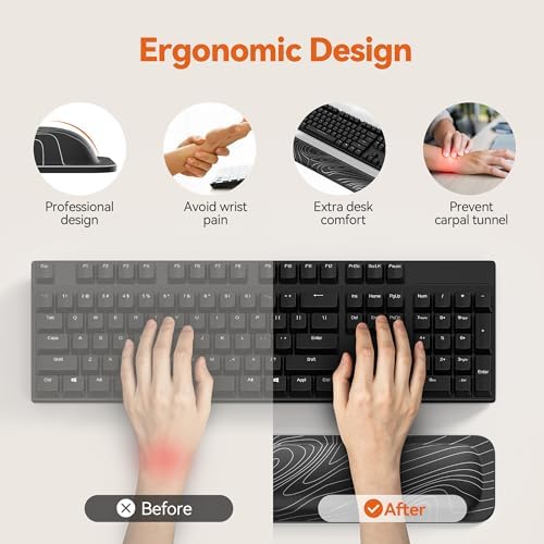TECKNET Wrist Rest for Computer Keyboard Ergonomic, 1 in Thick, 17x3.3 in