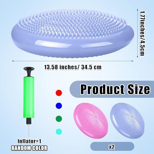 Silipull 2 Pcs Wiggle Seat Inflated Wobble Cushion Flexible Balance Disc with Air Pump for Core Stability Strengthening Improving Posture Physical Exercise