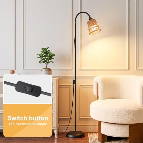 Boho Black Floor Lamp for Living Room,Bulb Included