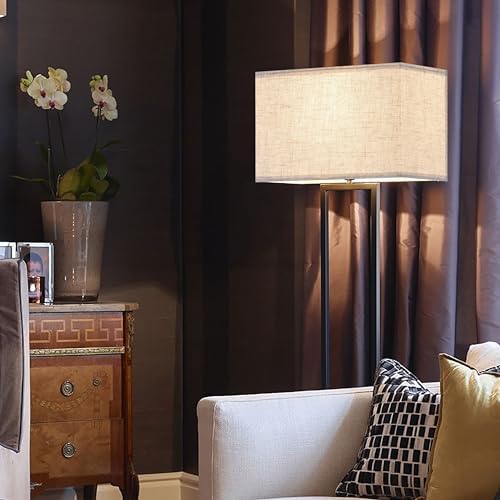GO&SO Rectangle Lamp Shades Set of 2,W 8"×L 16"×H 10" Large Beige Lampshade