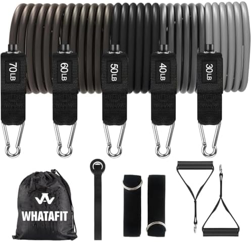 WHATAFIT Resistance Bands with Handles, 150 lb Exercise Bands Set