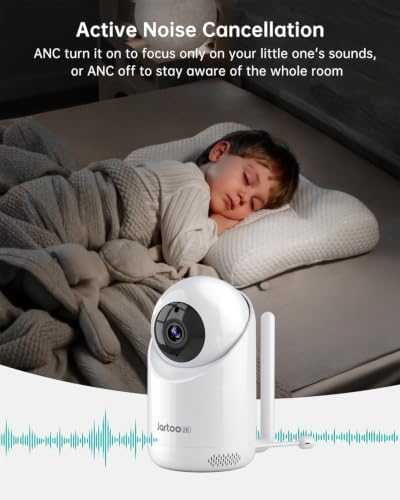 Jartoo 2K 5.5" Video Baby Monitor with Camera and Audio,AI Cry Detect 1860ft Long Range Baby Monitor No WiFi Baby Camera Wireless,Clear Night Vision,ANC, 2-Way Talk,White Noise,6000mAh [2025 New]