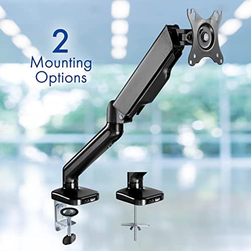 Spring LCD Monitor Arm with USB and Multimedia Ports for: Acer K202HQL bi 19.5” HD+ (1600 x 900) TN Monitor 60Hz Refresh Rate 5ms for Work or Home