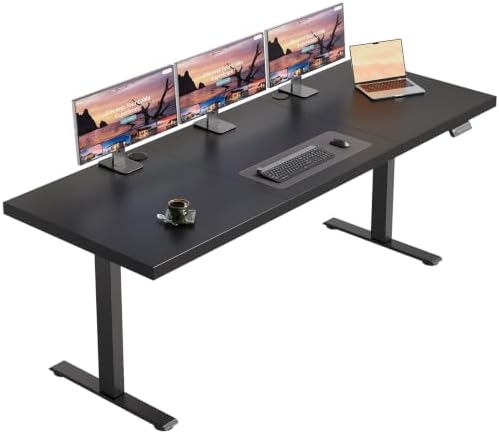 OffiGo 71 Inch Executive Electric Standing Desk Height Adjustable, Black