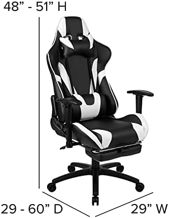 Flash Furniture LeatherSoft Reclining Ergonomic Gaming Chair, Black