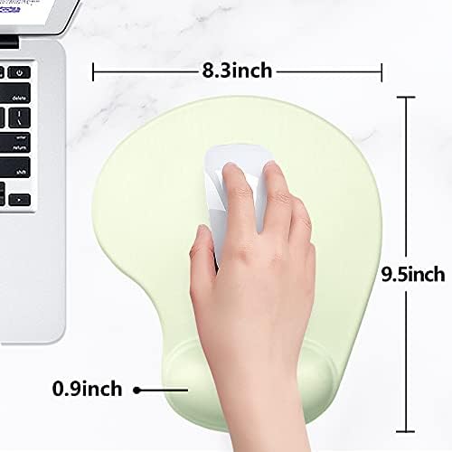 Hsurbtra Ergonomic Mouse Pad with Wrist Rest Support, Gel Mouse Pads with Non-Slip PU Base, Pain Relief Memory Foam Computer Mat, Cute Office Supplies Desk Decro Accessories, Lake Green