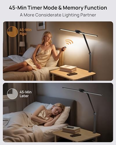TROND LED Desk Lamp with Clamp, 29.55'' Tall Desk Light with Remote, Black