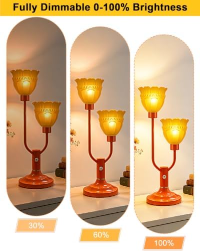 Mid Century Modern Orange Table Lamp Dimmable Vintage Lamp Gift