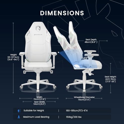 Blacklyte Athena Pro Gaming Chair, Team Liquid White, Leatherette