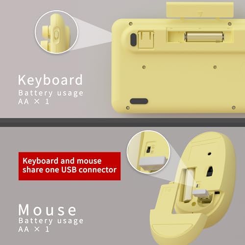 UBOTIE Colorful Wireless Keyboard and Mouse Combo (Yellow-Polychrome)