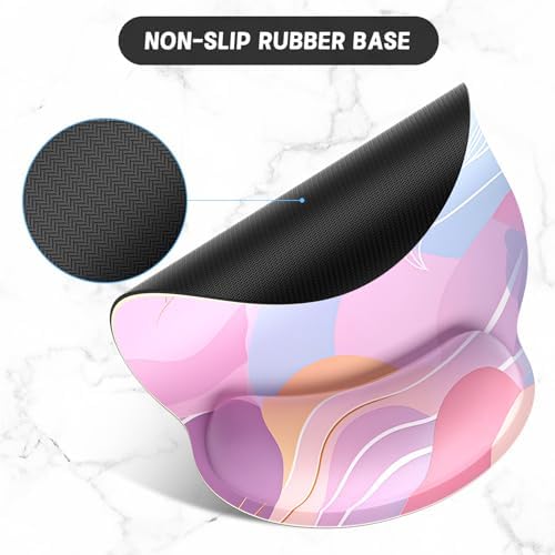 ITNRSIIET Ergonomic Mouse Pad with Wrist Support Wrist Rest Smooth Surface Non-Slip Rubber Base Comfortable Office Supplies Pain Relief, 9.8 x 9.1 inches, Art Style Pattern