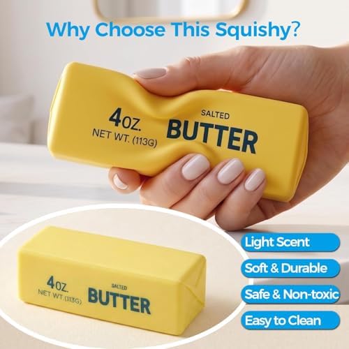 2PCS Butter Squishy, Slow Rising Squeeze Toys, Butter Stick Toys (Yellow)