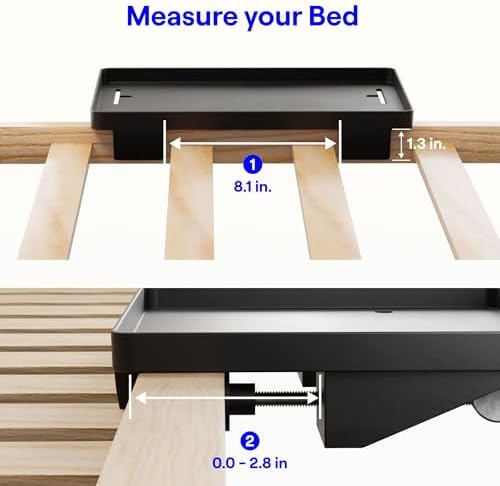 BedShelfie Bedside Shelf for Dorm Room - Cable Catch, Black