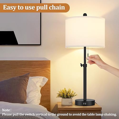 Kondras Table Lamp for Bedroom, 23" to 30" Height Adjustable Bedside Lamp