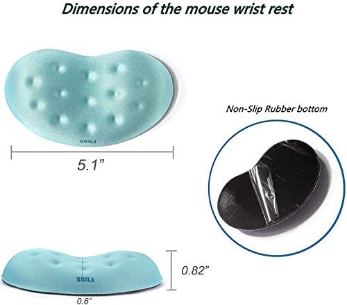 BRILA Memory Foam Mouse & Keyboard Wrist Rest Support Pad Cushion Set for Computer, Laptop, Office Work, PC Gaming - Massage Holes Design - Easy Typing Wrist Pain Relief (Aquamarine)