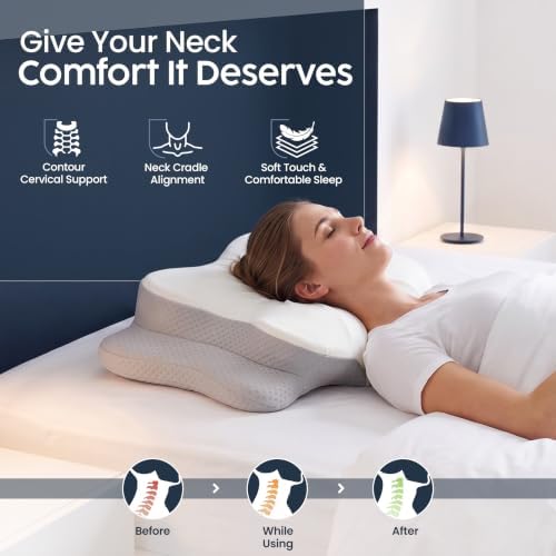 Utopia Bedding Cervical Neck Pillow for Sleeping, Ergonomic Cooling Pillow