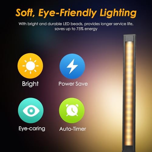 Led Desk Lamp, Desk Lamp with USB Charging Port, 5 Color Modes, 10 Brightness, Natural Light, Eye Caring Reading Lamp, Desk Light for Home Office, Table Lamp, Touch Control, Auto-Timer, Black
