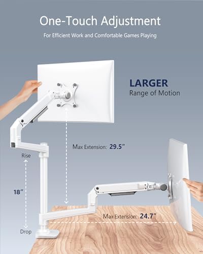 Ergounion Dual Monitor Mount, Holds 2 Stacked Screens up to 40 Inch, White