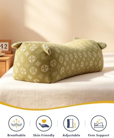 Buckwheat Cervical Neck Pillow Adjustable Hard Roll Pillow for Neck Relief