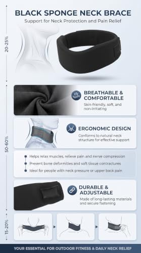 VGEBY Soft Cervical Collar, Soft Sponge Support Pain Relief Traction Stretcher Neck Brace for Outdoor Fitness Travelers and Office Workers