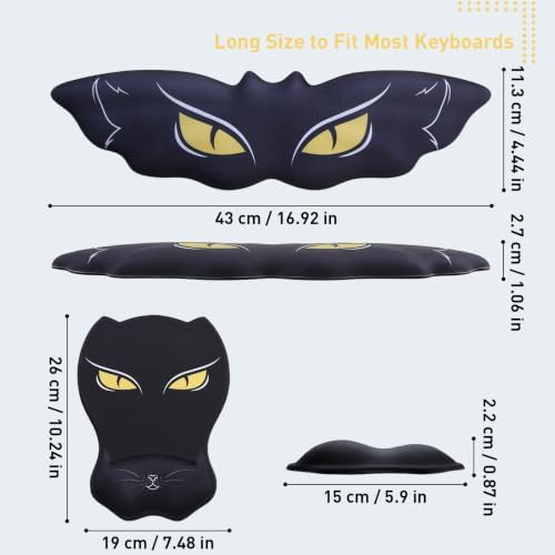 Ergonomic Wrist Rest Set for Keyboard and Mouse, Cat Mouse pad